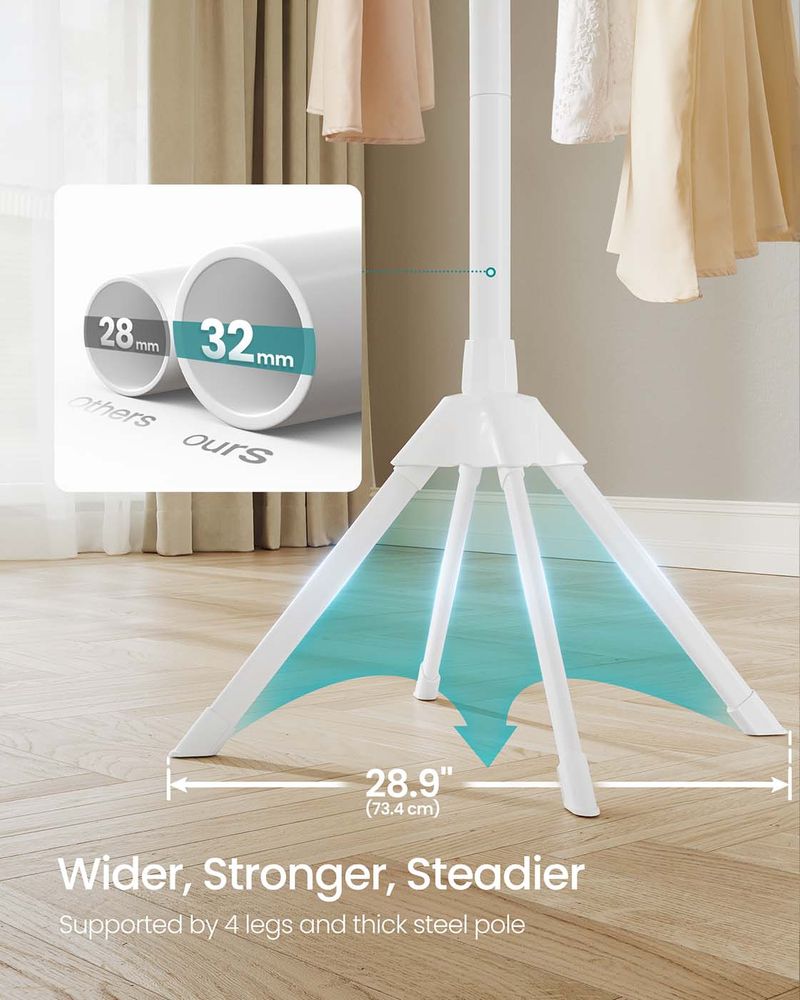 SONGMICS Foldable Bamboo Clothes Drying Rack – White & Natural